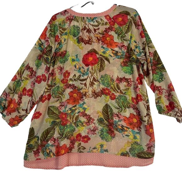 Investments XL Womens Sheer Floral Blouse Cottage Core Casual Feminine MultiColr - Picture 3 of 9